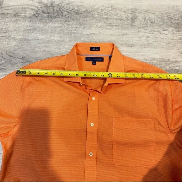 Tommy Hilfiger Slim Fit Orange 100% Cotton Button Down Shirt Size 16.5 - Picture 7 of 15